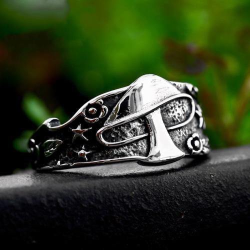 Titanium ocel Prst prsten, lesklý, Vintage & různé velikosti pro výběr & pro muže & černat, Původní barva, Velikost:7-13, Prodáno By PC
