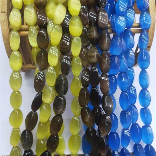 Perles de bijoux oeil de chat, poli, DIY, plus de couleurs à choisir, 8x16mm, Environ 25PC/brin, Vendu par brin