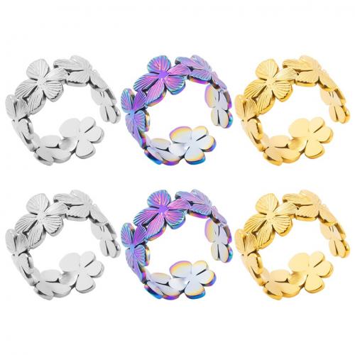 Stainless Steel Finger Ring, 304 Stainless Steel, Flower, Vacuum Ion Plating, fashion jewelry & Unisex, more colors for choice, 12mm, US Ring Size:8, Sold By PC