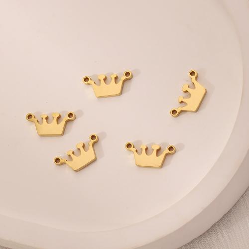 Stainless Steel Pendants 304 Stainless Steel Crown double-hole golden Sold By PC