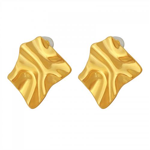 Titanium Steel  Earring, Vacuum Ion Plating, fashion jewelry & for woman, golden, 23x25mm, Sold By Pair