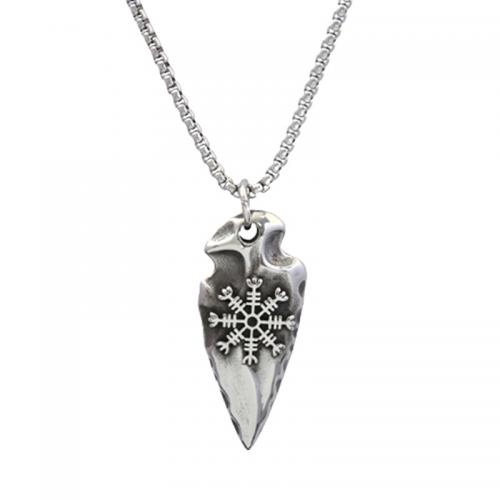 Nehrđajućeg čelika, nakit ogrlice, 304 nehrđajućeg čelika, uglađen, modni nakit & bez spolne razlike & različitih stilova za izbor, 22x45mm, Dužina Približno 60 cm, Prodano By PC