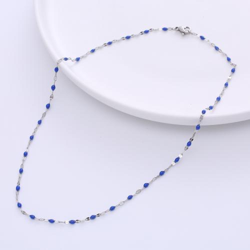 Stainless Steel Chain Necklace 304 Stainless Steel Vacuum Ion Plating fashion jewelry & for woman & epoxy gel Length Approx 42 cm Sold By PC