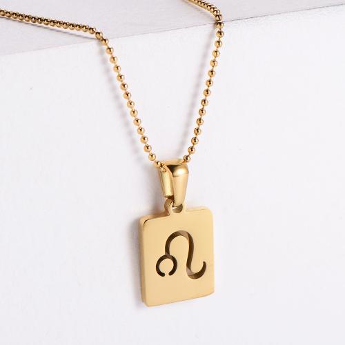 Stainless Steel Jewelry Necklace 304 Stainless Steel 12 Signs of the Zodiac Vacuum Ion Plating fashion jewelry & for woman golden 16mm Length Approx 45 cm Sold By PC