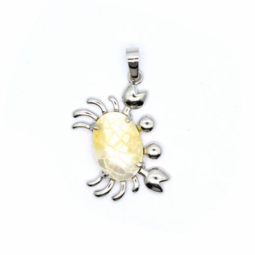 Shell Pendants with Brass Crab silver color plated DIY Sold By PC