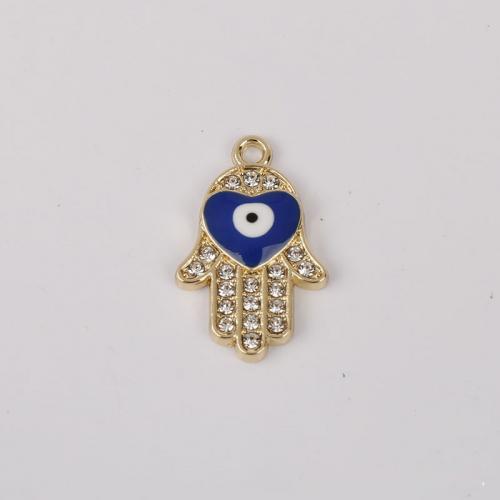 Zinc Alloy Enamel Pendants Hand gold color plated DIY & with rhinestone nickel lead & cadmium free Sold By Bag