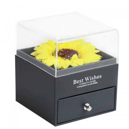 Kunststoff Halskette, mit Papier, Sonnenblume, Geschenk-Box-Paket, 90x90x105mm, verkauft von Box