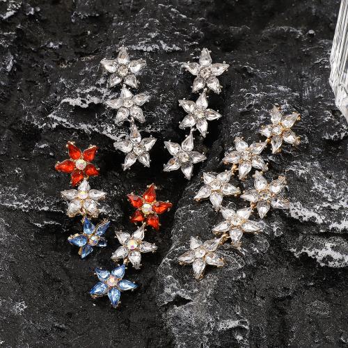 Zinc Alloy Drop Earrings with Glass Rhinestone Star plated fashion jewelry & for woman nickel lead & cadmium free Sold By PC