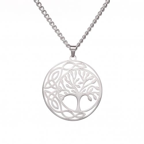Titanium Steel Necklace with 5CM extender chain Tree plated for man & hollow Length 45 cm Sold By PC