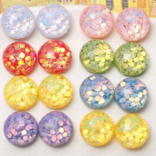 Hair Accessories DIY Findings, Resin, with Sequins, Round, more colors for choice, 16x9mm, Sold By PC
