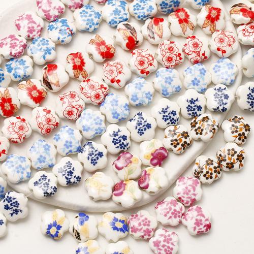 Porcelain Jewelry Beads, Flower, DIY, more colors for choice, 15mm, Sold By PC