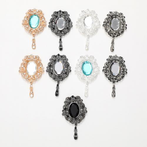 Tibetan Style Rhinestone Pendants, with Glass, Mirror, plated, DIY & with rhinestone, more colors for choice, nickel, lead & cadmium free, 40x70mm, Sold By PC