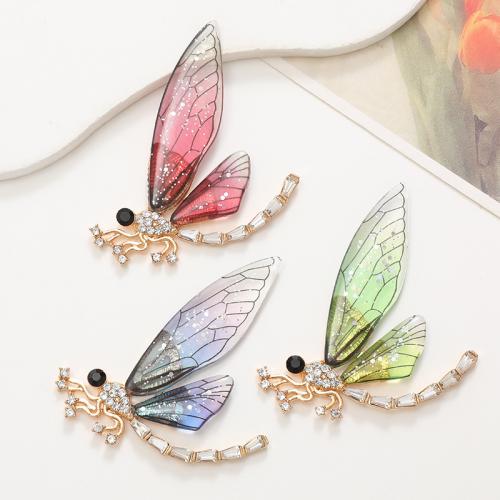 Zinc Alloy Rhinestone Pendants with Glass Dragonfly plated DIY & with rhinestone nickel lead & cadmium free Sold By PC
