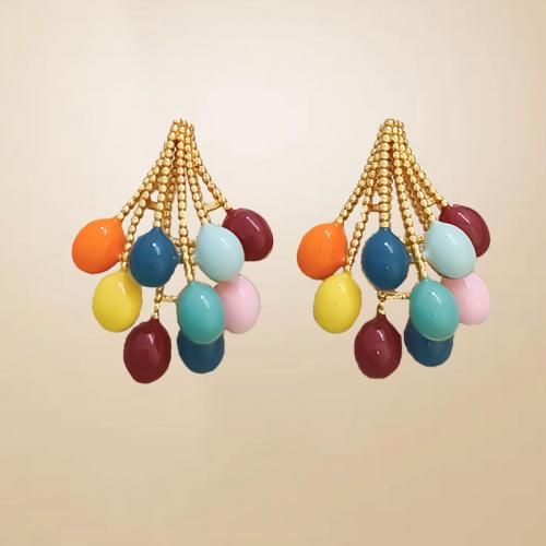 Brass Stud Earring Balloon 18K gold plated fashion jewelry & for woman & enamel nickel lead & cadmium free Sold By Pair