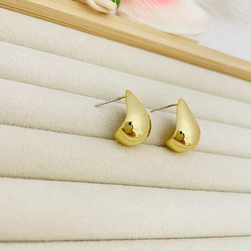 Brass Stud Earring Teardrop 18K gold plated fashion jewelry & for woman nickel lead & cadmium free Sold By Pair