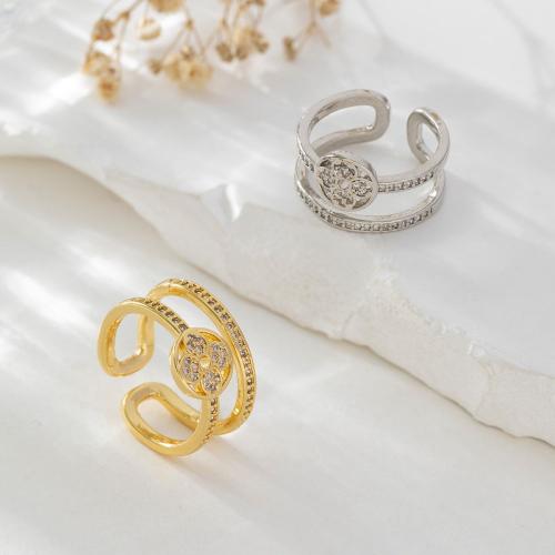 Cúbicos Circonia Micro Pave anillo de latón, metal, chapado en oro real, micro arcilla de zirconia cúbica & para mujer, más colores para la opción, Vendido por UD
