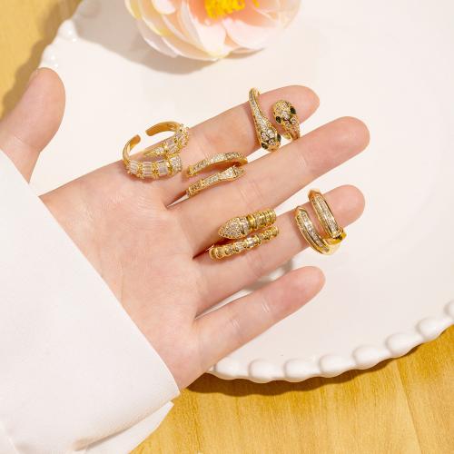 Cubique anneau en laiton Circonia Micro Pave, avec perle de plastique, Plaqué d'or, styles différents pour le choix & pavé de micro zircon & pour femme, doré, Vendu par PC