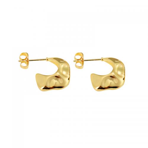 Brass Stud Earring real gold plated for woman golden Sold By Pair