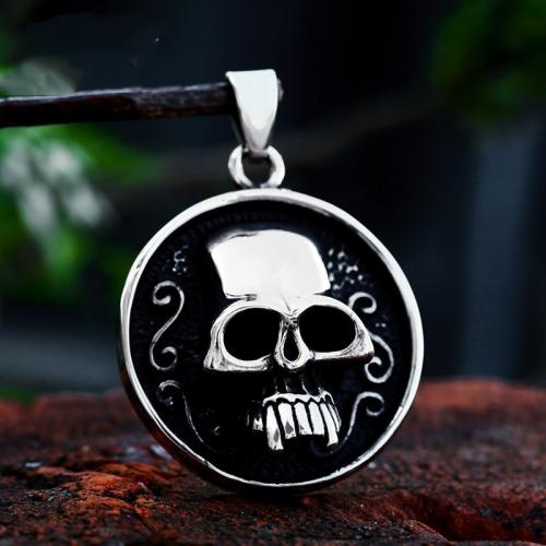 Stainless Steel Skull Pendants, 304 Stainless Steel, polished, vintage & DIY & blacken, original color, 32.40x45.80mm, Sold By PC