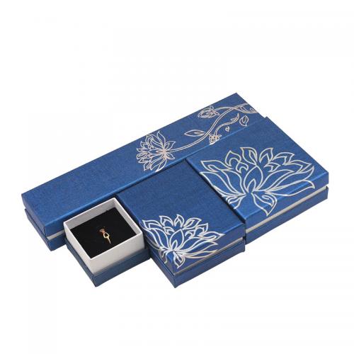 Χαρτί Πολυλειτουργικό Κοσμήματα Box, με Σφουγγάρι, διαφορετικό μέγεθος για την επιλογή & ασημί προφορά, μπλε, Sold Με PC