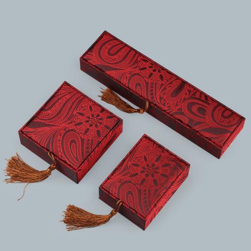 Katoenfluweel Multifunctionele Jewelry Box, verschillende grootte voor keus, rood, Verkocht door PC