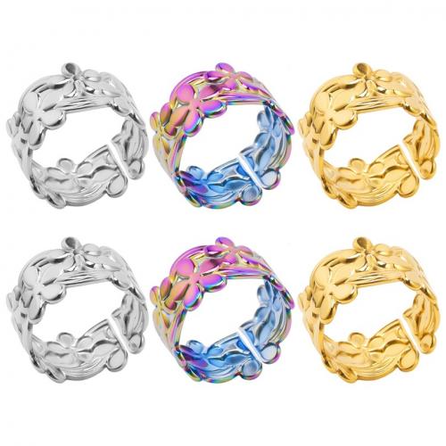 Prst prsten z nerezové oceli, 304 Stainless Steel, Květina, módní šperky & unisex, více barev na výběr, 12mm, Velikost:8, Prodáno By PC