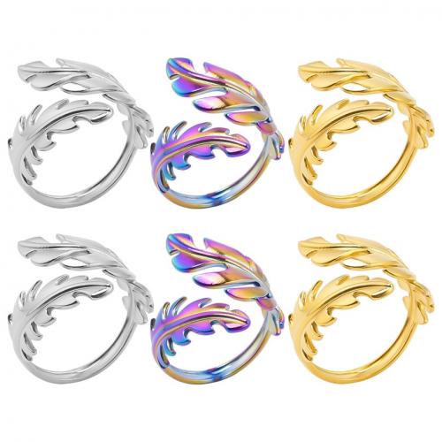 Stainless Steel Finger Ring, 304 Stainless Steel, Leaf, Vacuum Ion Plating, fashion jewelry & Unisex, more colors for choice, 22mm, US Ring Size:8, Sold By PC