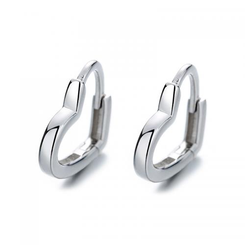 925 Sterling Silver Hoop Earrings Heart plated fashion jewelry & for woman nickel lead & cadmium free Sold By Pair