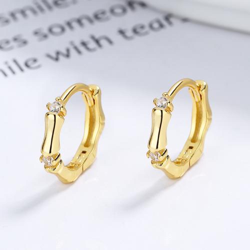 925 Sterling Silver Hoop Earrings plated fashion jewelry & for woman & with rhinestone nickel lead & cadmium free Sold By Pair