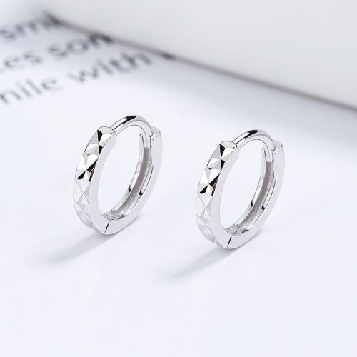 925 Sterling Silver Hoop Earrings, platinum plated, fashion jewelry & for woman, nickel, lead & cadmium free, 11.80x11mm, Sold By Pair