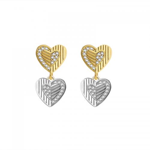 Brass Stud Earring Heart 14K gold-filled fashion jewelry & for woman nickel lead & cadmium free Sold By Pair