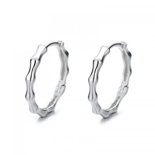 925 Sterling Silver Hoop Earrings, platinum plated, fashion jewelry & for woman, nickel, lead & cadmium free, 1.90x15.10mm, Sold By Pair