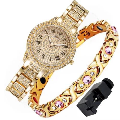 Zinc Alloy Jewelry Sets Watch Band Remove Tools & watch & bracelet plated 2 pieces & three pieces & with rhinestone nickel lead & cadmium free Sold By Set