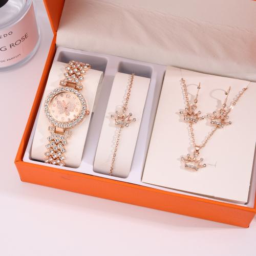 Tibetan Style Jewelry Sets, Watch Band Remove Tools & bracelet & earring & necklace, gold color plated, 4 pieces & different styles for choice & with rhinestone, more colors for choice, nickel, lead & cadmium free, 165x70x110mm, Sold By Set