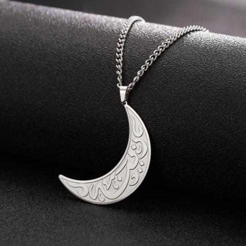 Titanium Steel Necklace with 5CM extender chain Moon plated fashion jewelry & for woman Length 45 cm Sold By PC