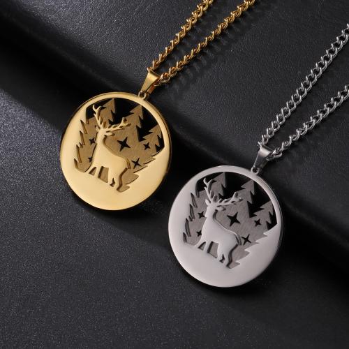 Titanium Steel Necklace Round plated Double Layer & fashion jewelry & for man Length 60 cm Sold By PC