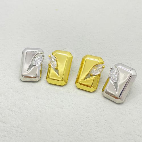 Cubic Zirconia Micro Pave Brass Earring, plated, fashion jewelry & micro pave cubic zirconia & for woman, more colors for choice, nickel, lead & cadmium free, 20x13mm, Sold By Pair