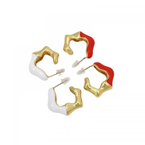 Brass Stud Earring, 18K gold plated, fashion jewelry & for woman & enamel, more colors for choice, nickel, lead & cadmium free, 22x22mm, Sold By Pair