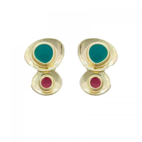 Brass Leverback Earring 18K gold plated fashion jewelry & for woman & enamel nickel lead & cadmium free Sold By Pair