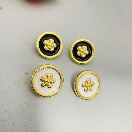 Brass Stud Earring, Round, 18K gold plated, fashion jewelry & for woman & enamel, more colors for choice, nickel, lead & cadmium free, 20x20mm, Sold By Pair