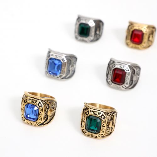 Rhinestone нержавеющей стали палец кольцо, Нержавеющая сталь 304, разный размер для выбора & разные стили для выбора & Мужский & со стразами, Много цветов для выбора, не содержит никель, свинец, продается PC