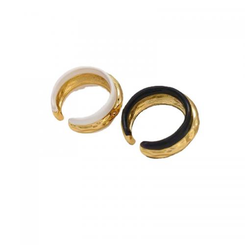 Brass Finger Ring 18K gold plated fashion jewelry & for woman & enamel nickel lead & cadmium free 2.7cm Sold By Pair