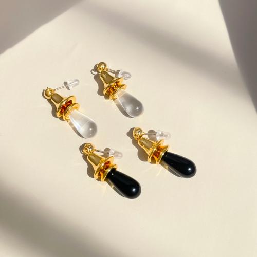 Brass Stud Earring with Lampwork 18K gold plated fashion jewelry & for woman nickel lead & cadmium free Sold By Pair