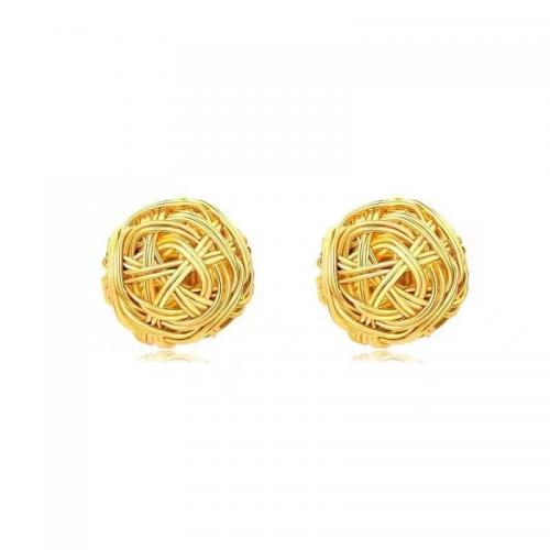 Brass Stud Earring, Round, 18K gold plated, fashion jewelry & for woman & hollow, nickel, lead & cadmium free, 20x20mm, Sold By Pair