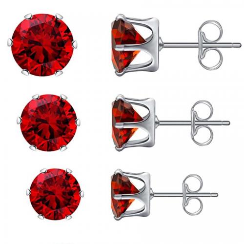 316L Stainless Steel Stud Earring, Round, Vacuum Ion Plating, different size for choice & micro pave cubic zirconia & for woman, more colors for choice, Sold By Pair