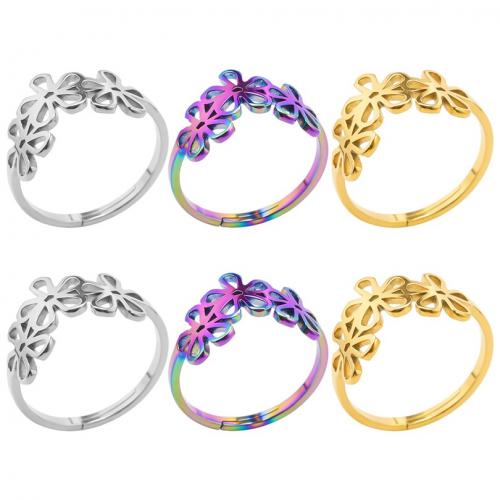 Stainless Steel Finger Ring, 304 Stainless Steel, Flower, Vacuum Ion Plating, fashion jewelry & Unisex & hollow, more colors for choice, 10mm, US Ring Size:8, Sold By PC