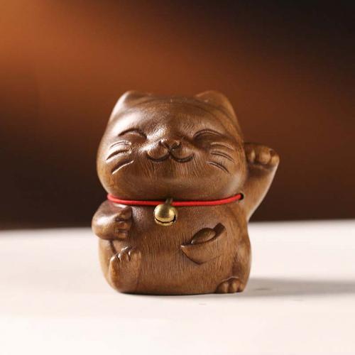 Fashion Decoration Sandalwood Cat for home and office Sold By PC