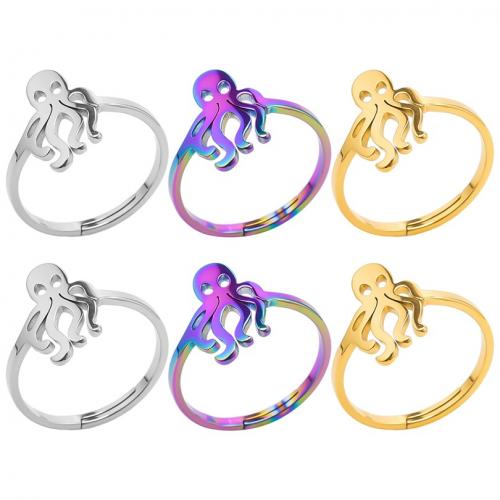 Stainless Steel Finger Ring 304 Stainless Steel Octopus Vacuum Ion Plating fashion jewelry & Unisex 15mm US Ring Sold By PC