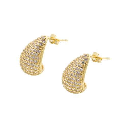 Cubic Zirconia Micro Pave Brass Earring high quality plated fashion jewelry & micro pave cubic zirconia & for woman nickel lead & cadmium free Sold By Pair