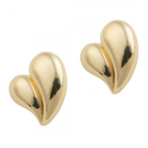 Brass Stud Earring, Heart, high quality plated, fashion jewelry & for woman, more colors for choice, nickel, lead & cadmium free, 24.50x27.50x18.50mm, Sold By Pair